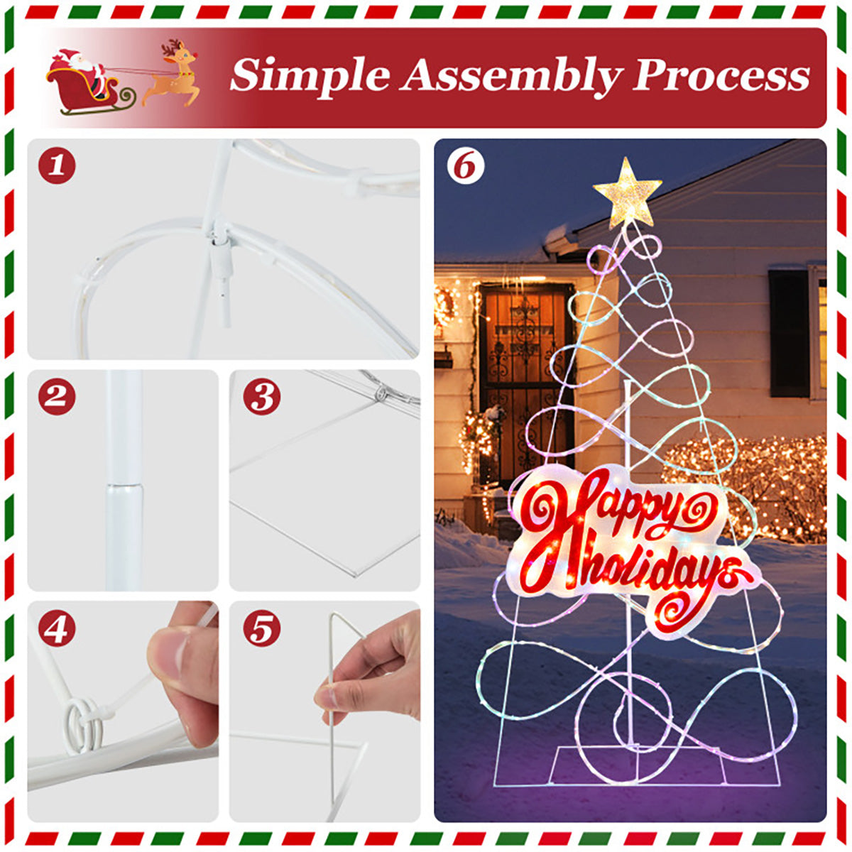 5.6' Pre-Lit Happy Holidays Christmas Tree Decoration