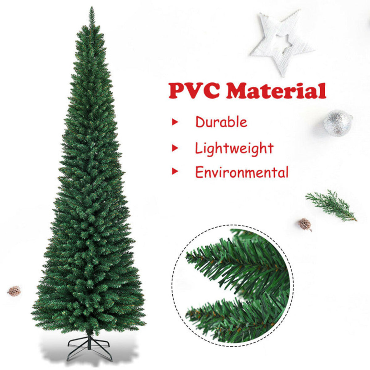 7' Artificial Pencil Christmas Tree