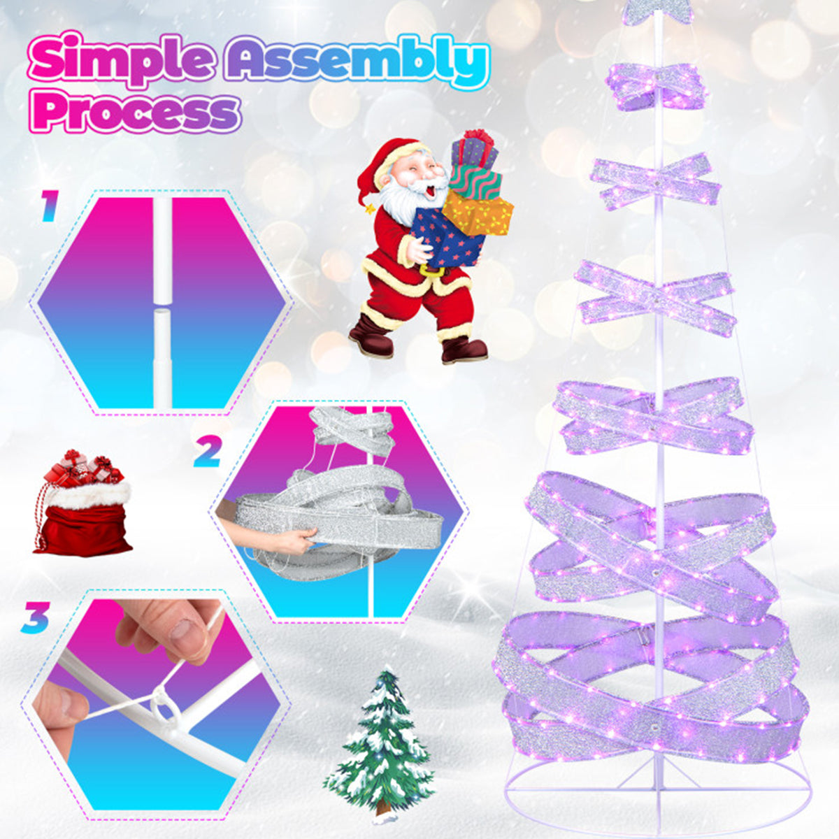 7' Pre-Lit Spiral Christmas Tree Decoration