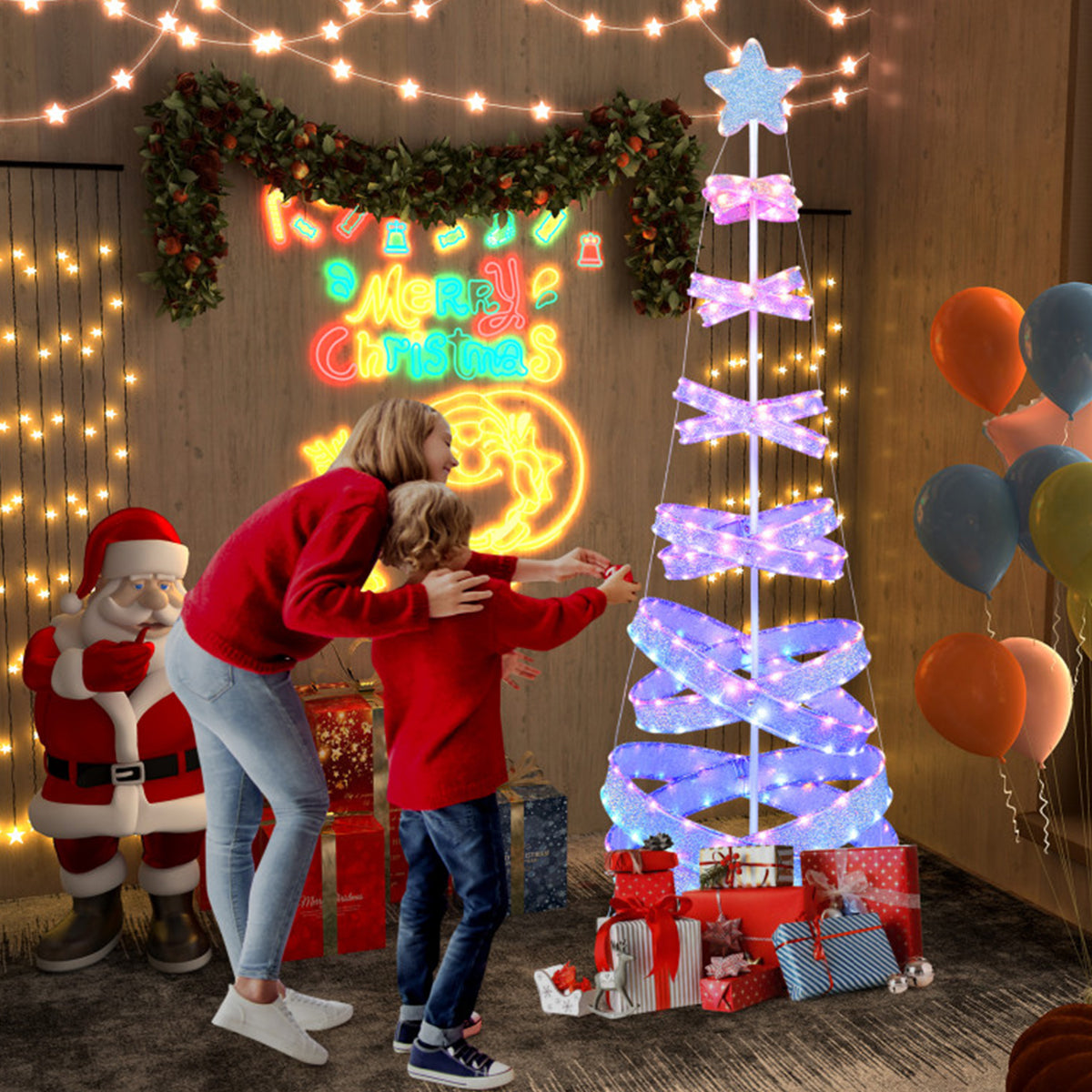 7' Pre-Lit Spiral Christmas Tree Decoration