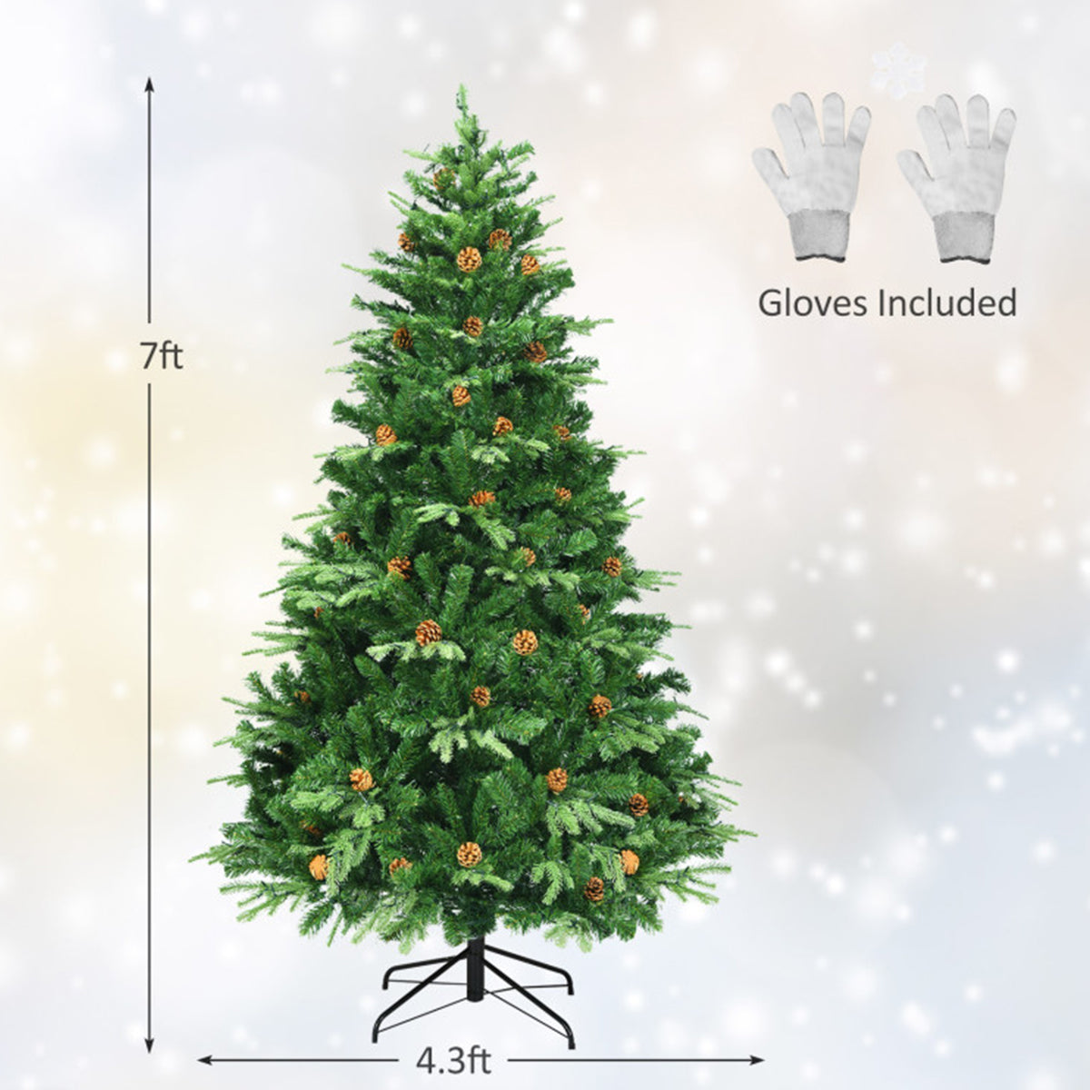 7' Pre-Lit Artificial Christmas Tree with Pinecones