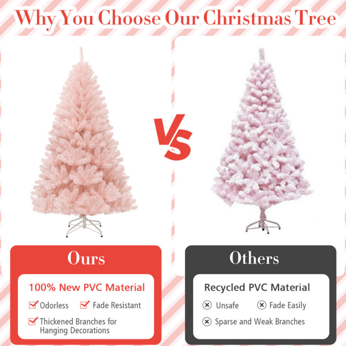 6' Pink Pre-Lit Artificial Hinged Fur Christmas Tree