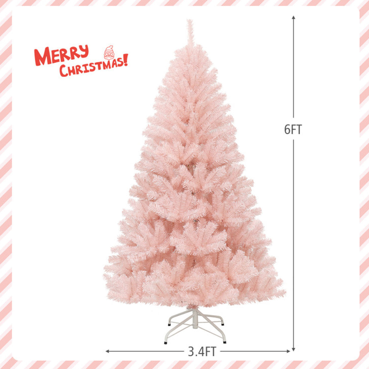 6' Pink Pre-Lit Artificial Hinged Fur Christmas Tree