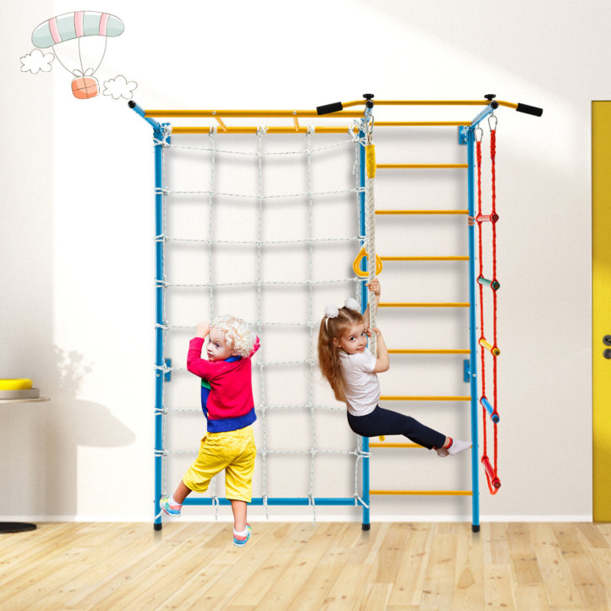 7-in-1 Kids Indoor Swedish Wall Gym Set