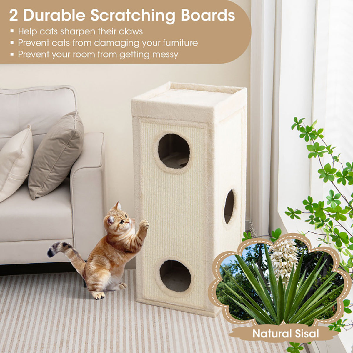 39'' Hideaway Cat Condo with Scratching Posts