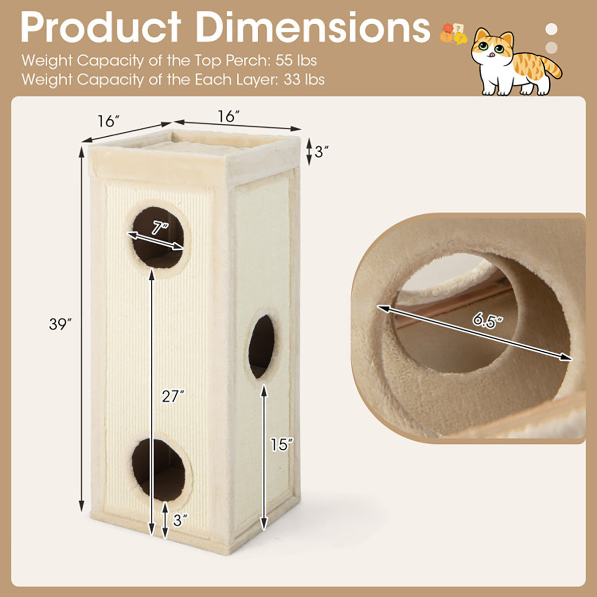 39'' Hideaway Cat Condo with Scratching Posts