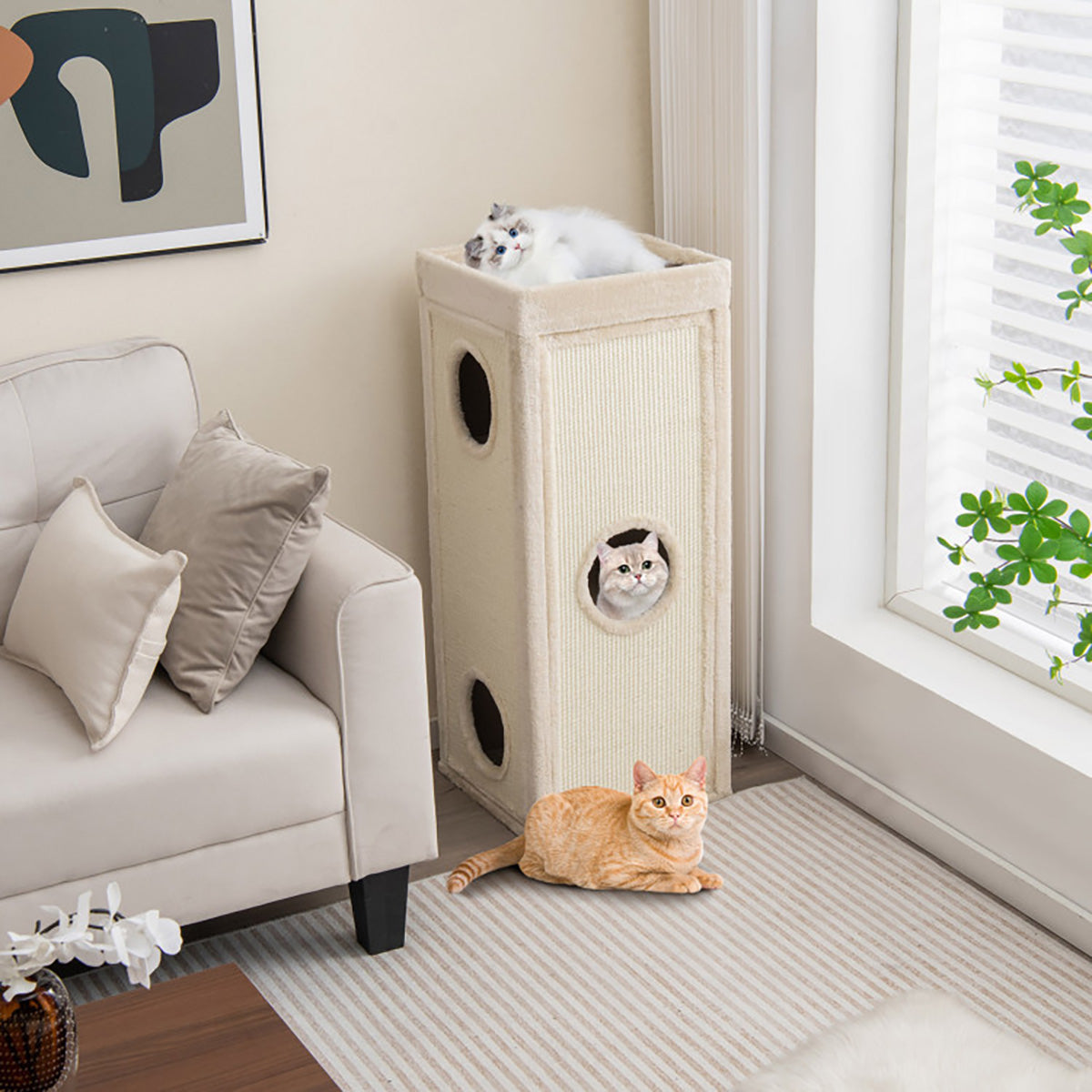 39'' Hideaway Cat Condo with Scratching Posts