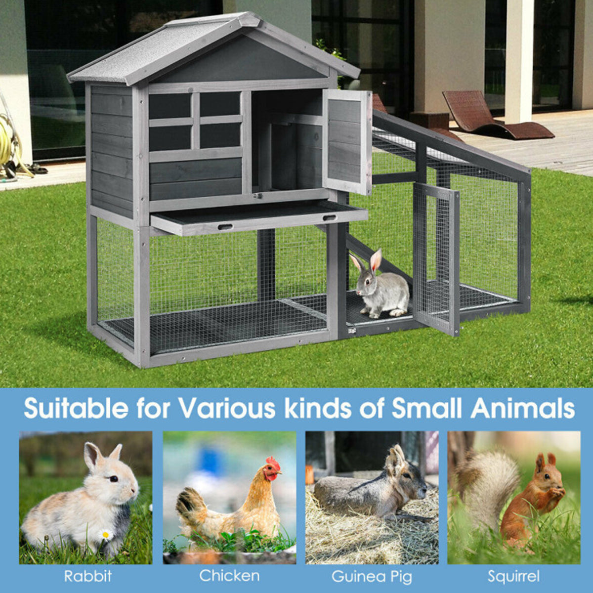 56.5’’ Wood Small Animal Hutch