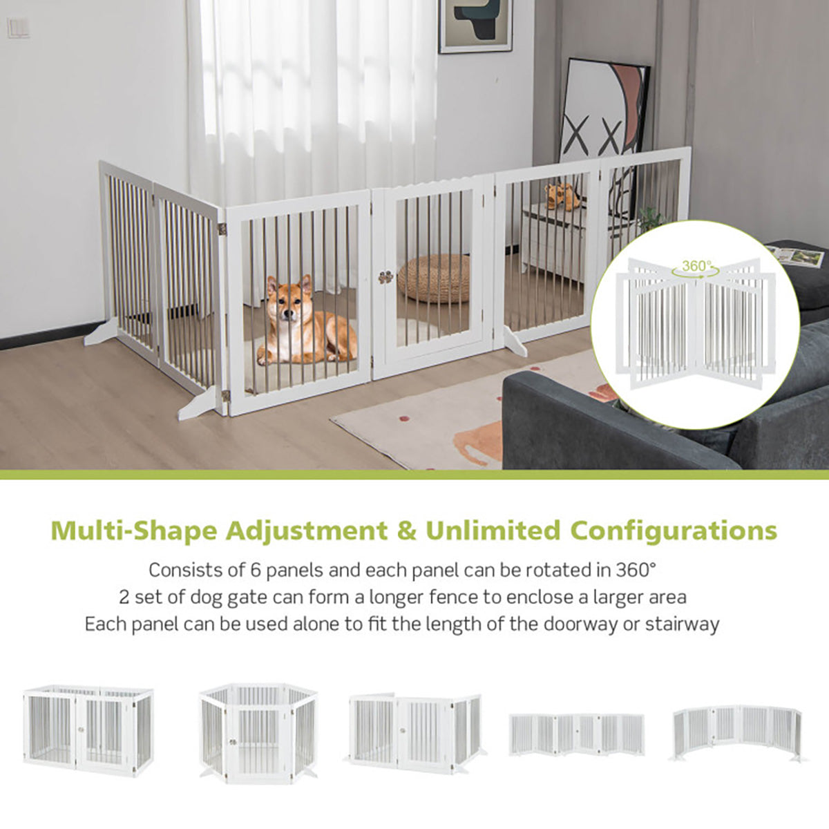Freestanding 6-Panel Dog Gate