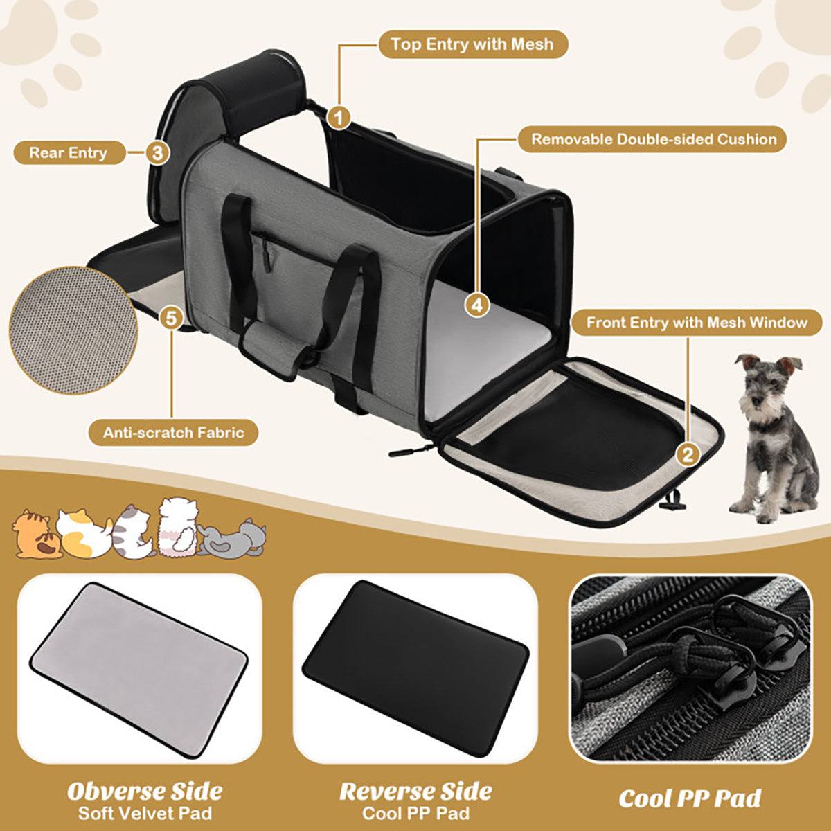 Soft Rolling Pet Carrier