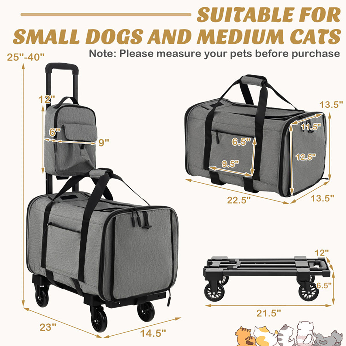 Soft Rolling Pet Carrier