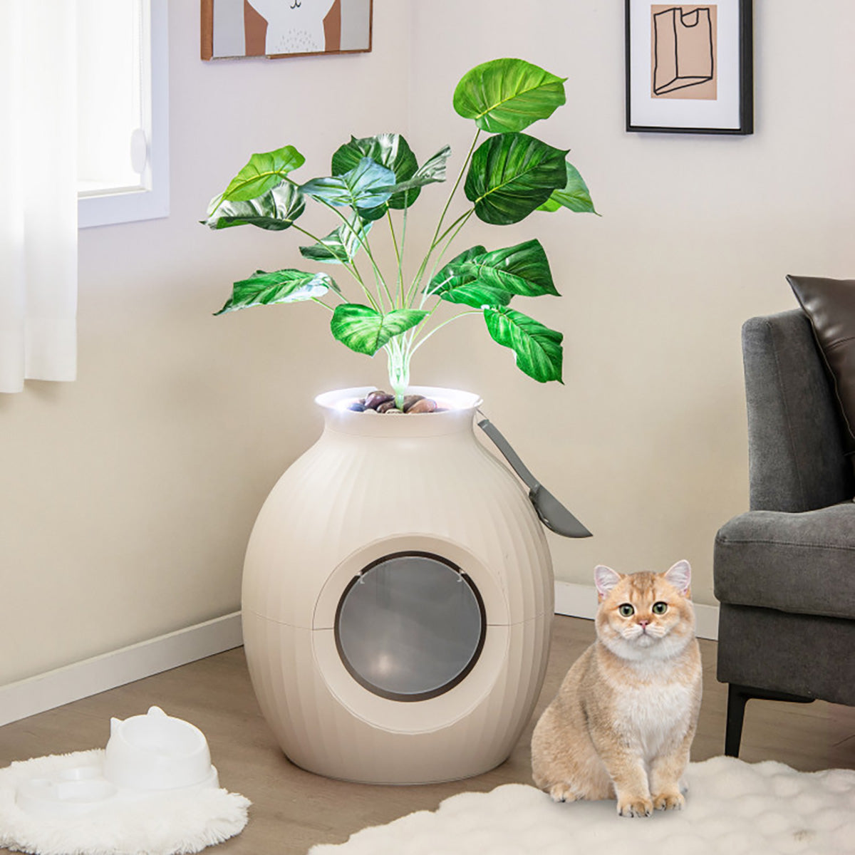Smart Plant Hidden Litter Box with Odor Control