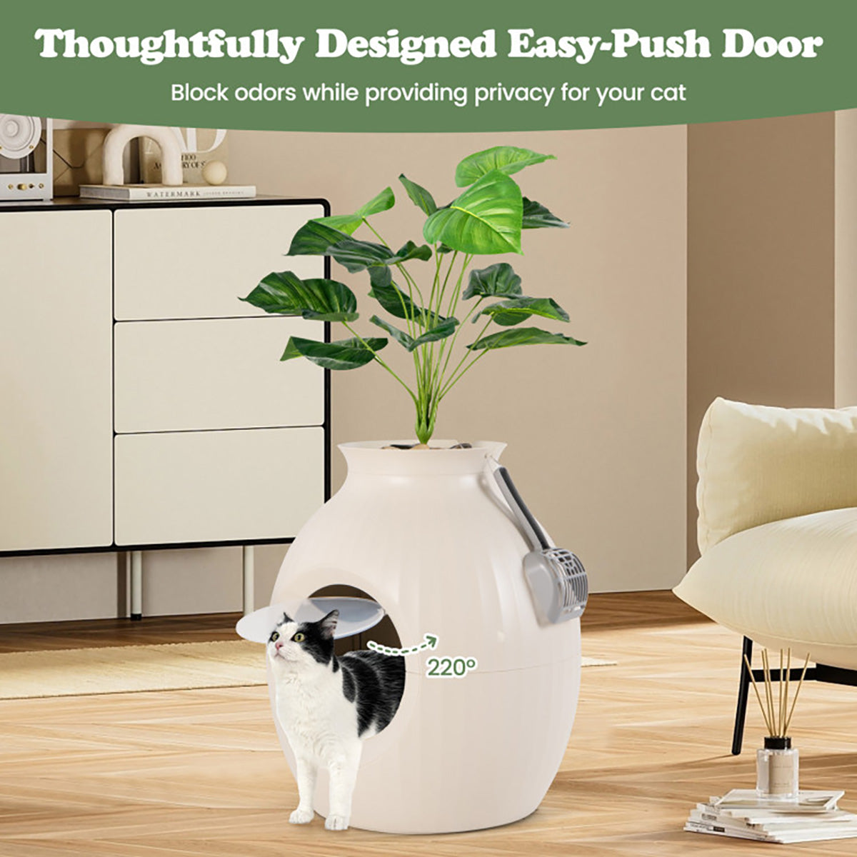 Smart Plant Hidden Litter Box with Odor Control