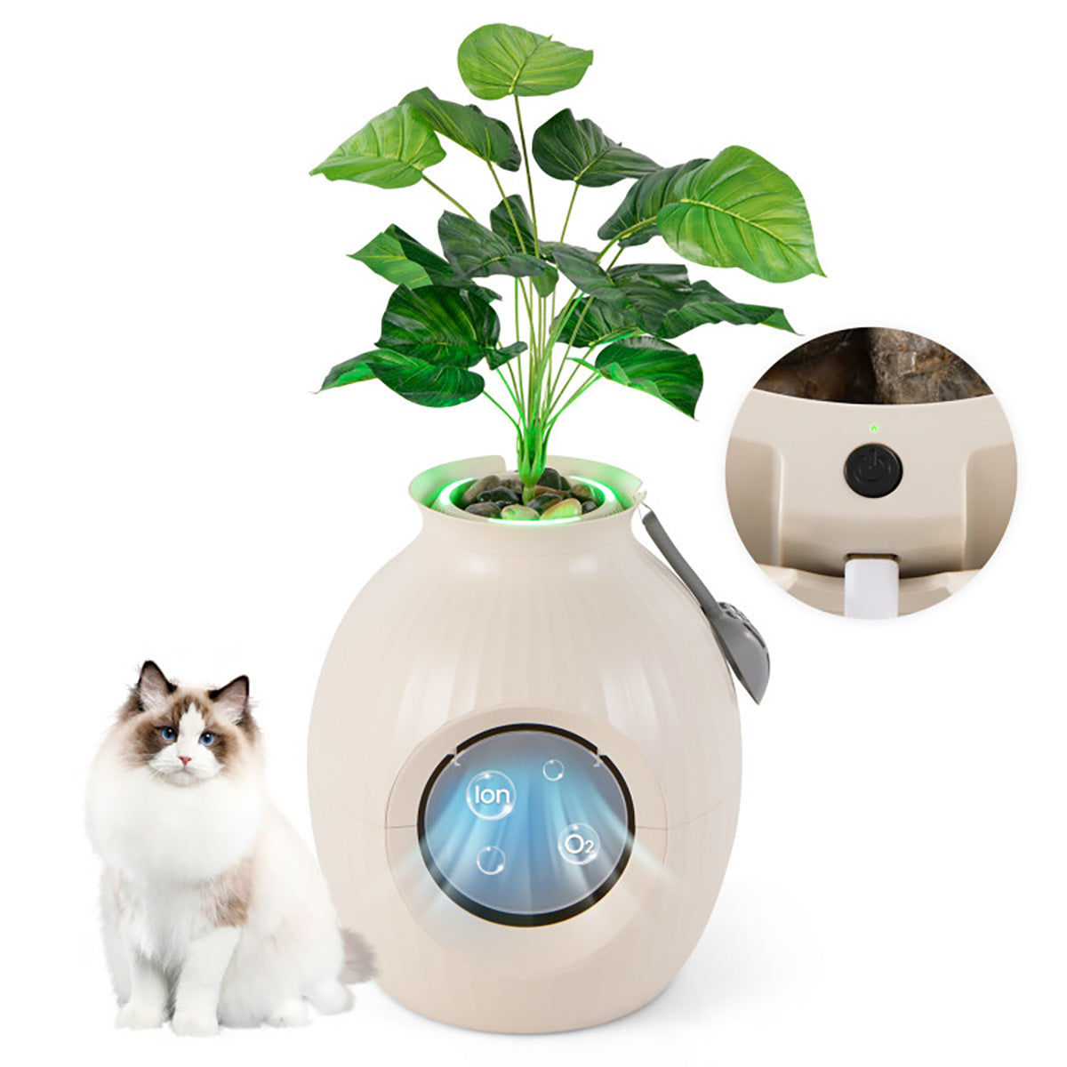 Smart Plant Hidden Litter Box with Odor Control