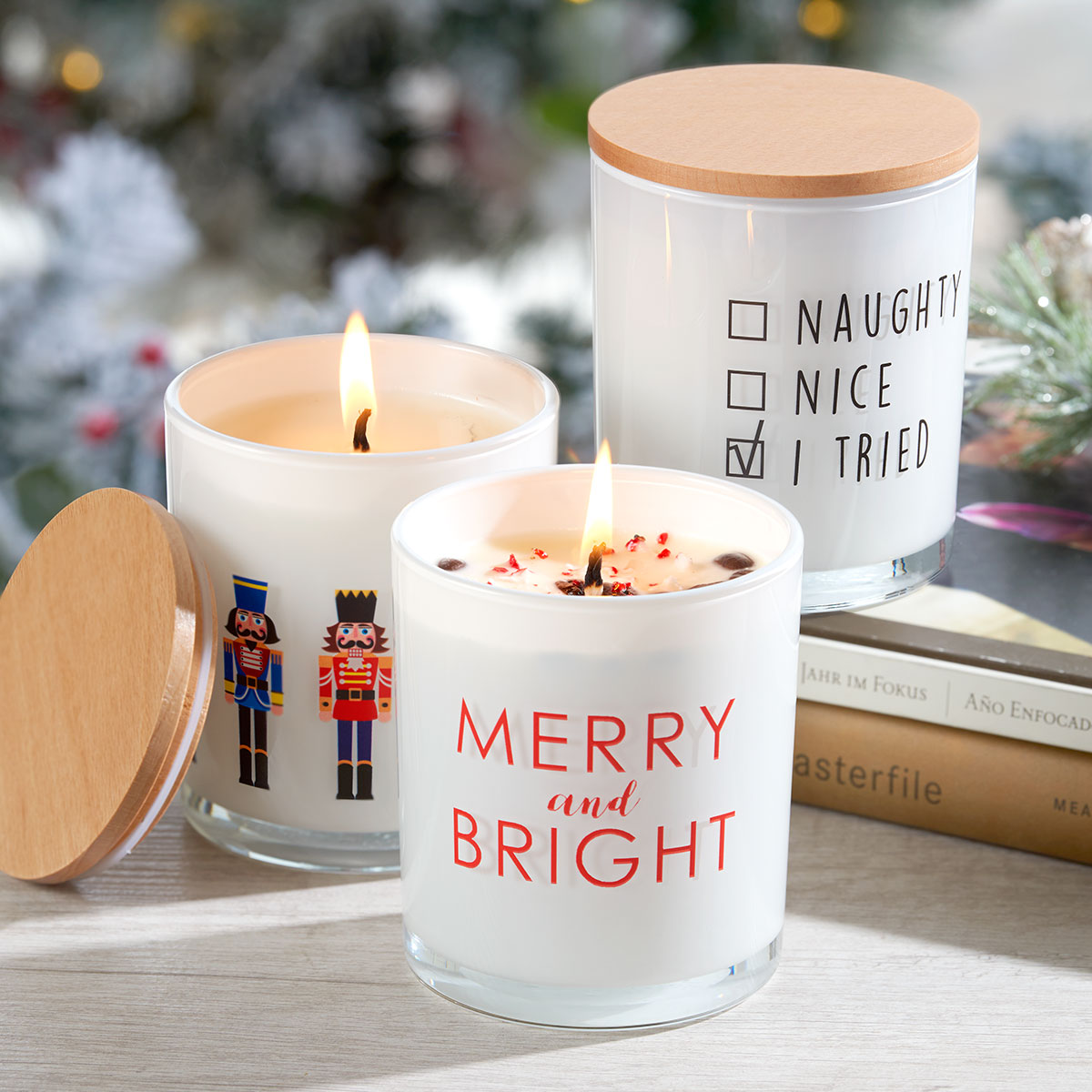 Christmas Printed Candles (3 Pack)