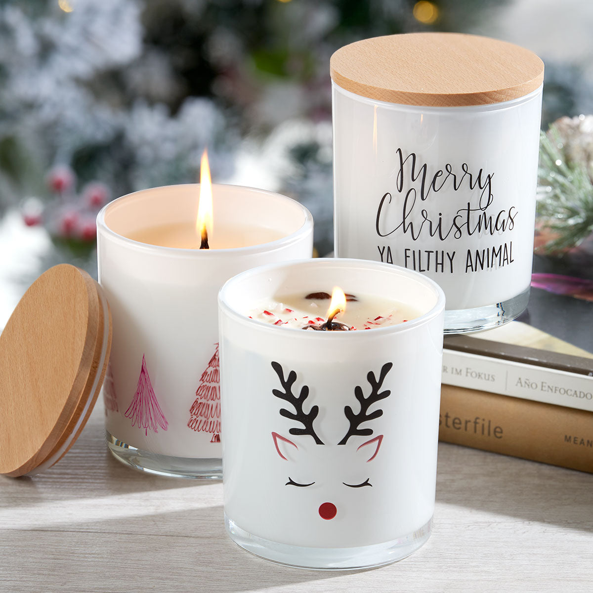Christmas Printed Candles (3 Pack)