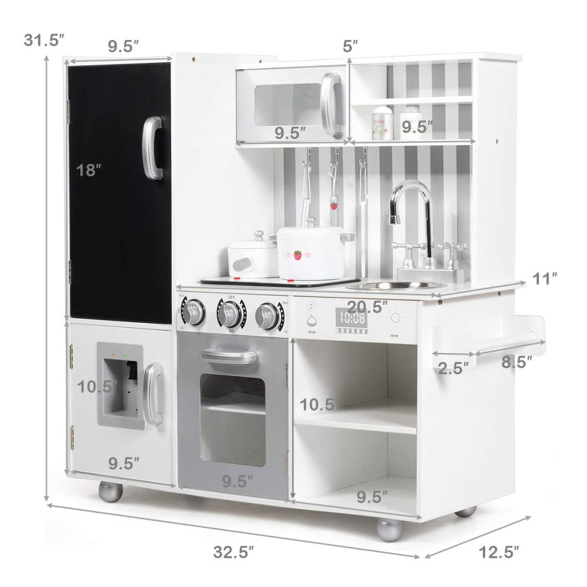 Wooden Pretend Play Kitchen with Sound