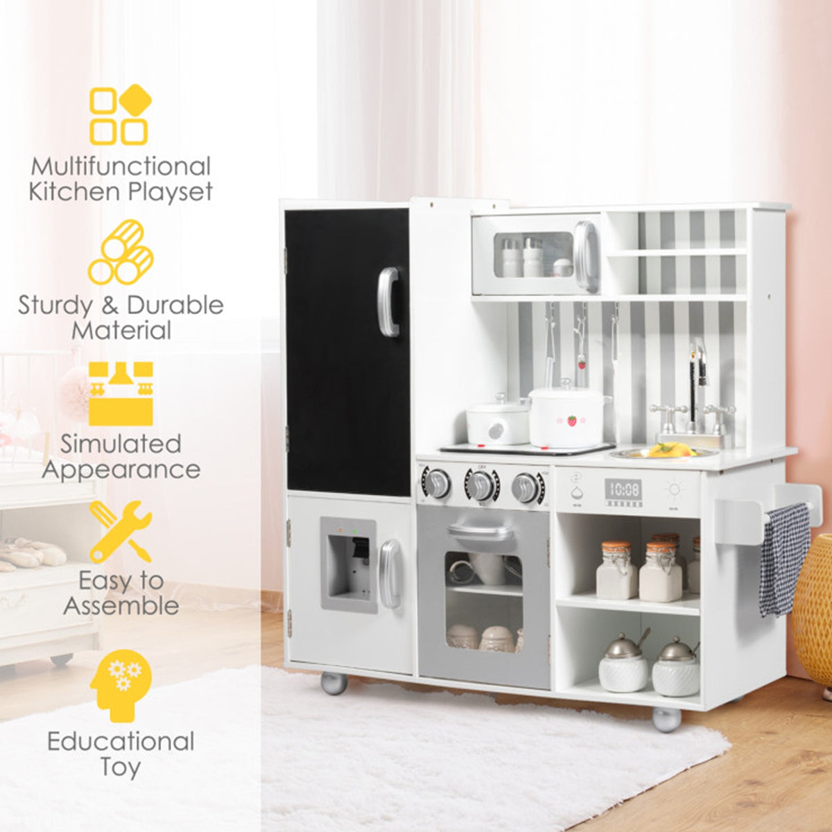 Wooden Pretend Play Kitchen with Sound