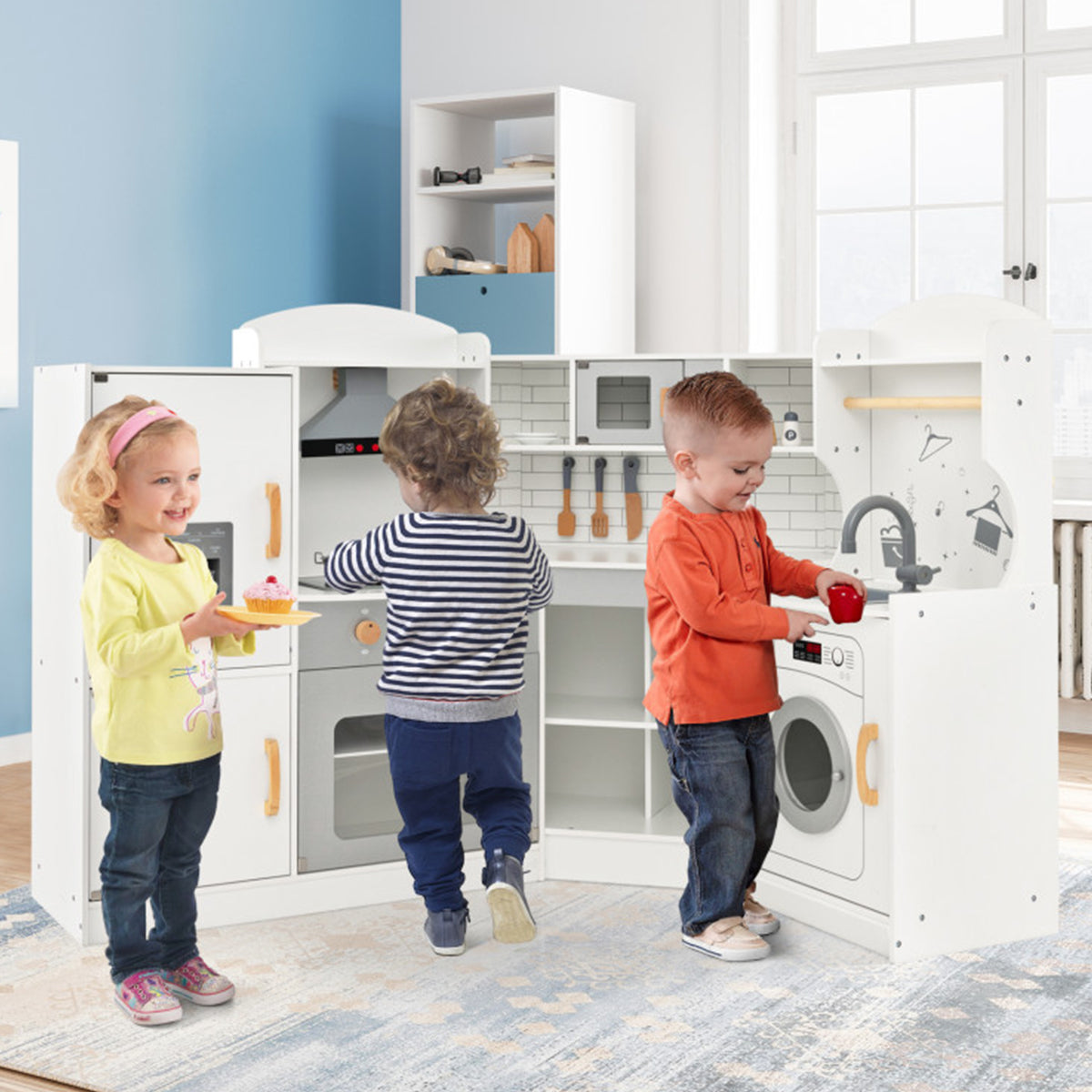 Corner Wooden Pretend Play Kitchen