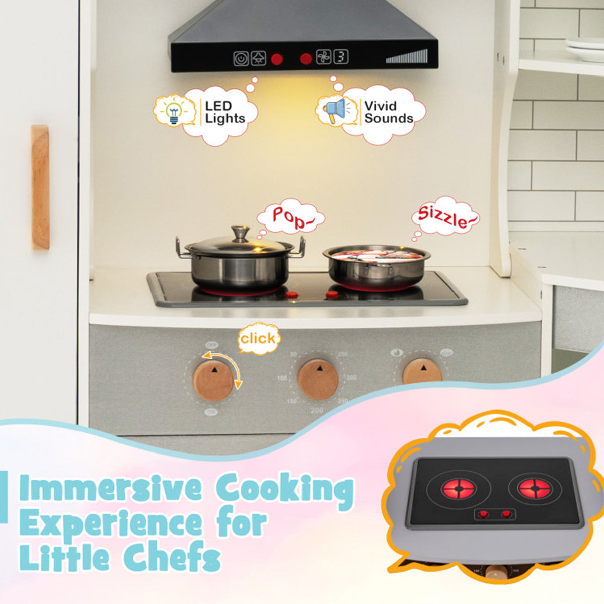 Corner Wooden Pretend Play Kitchen