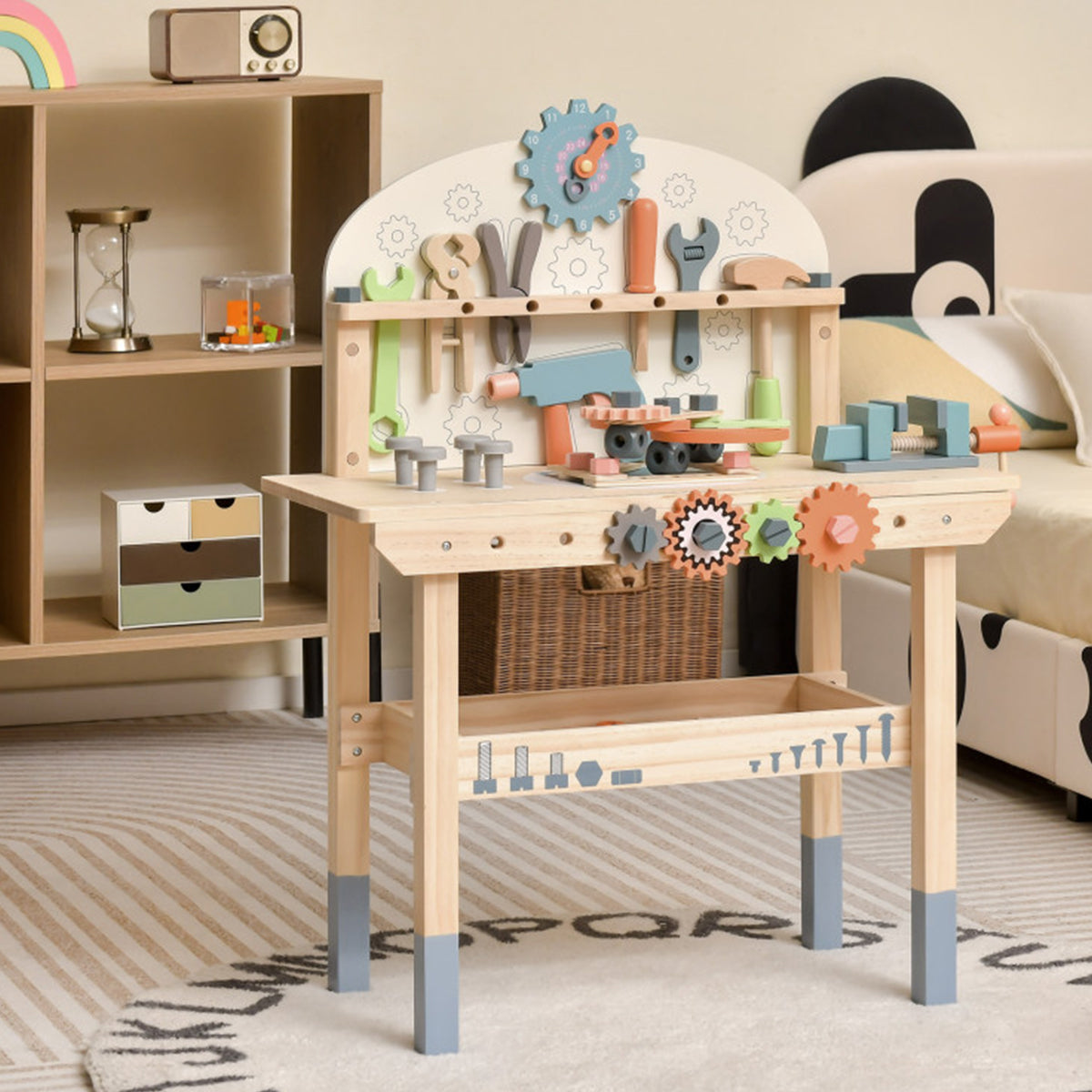 Wooden Pretend Play Workbench with Tools