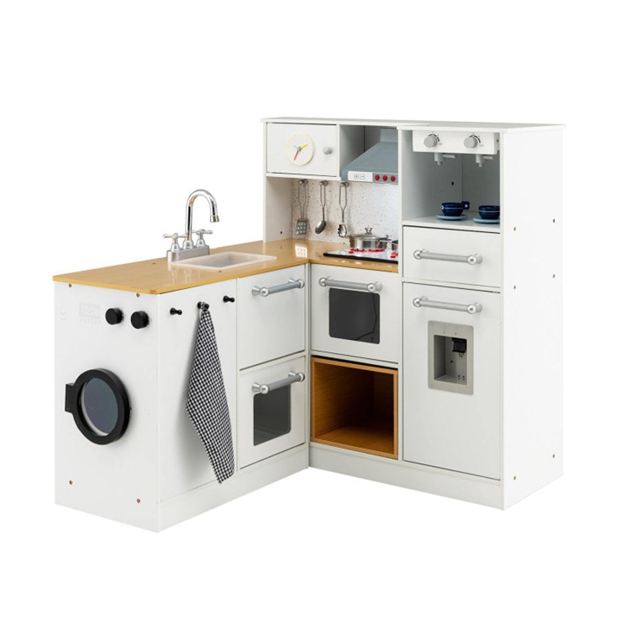 Kids 2-Piece Wooden Pretend Play Kitchen with Sound