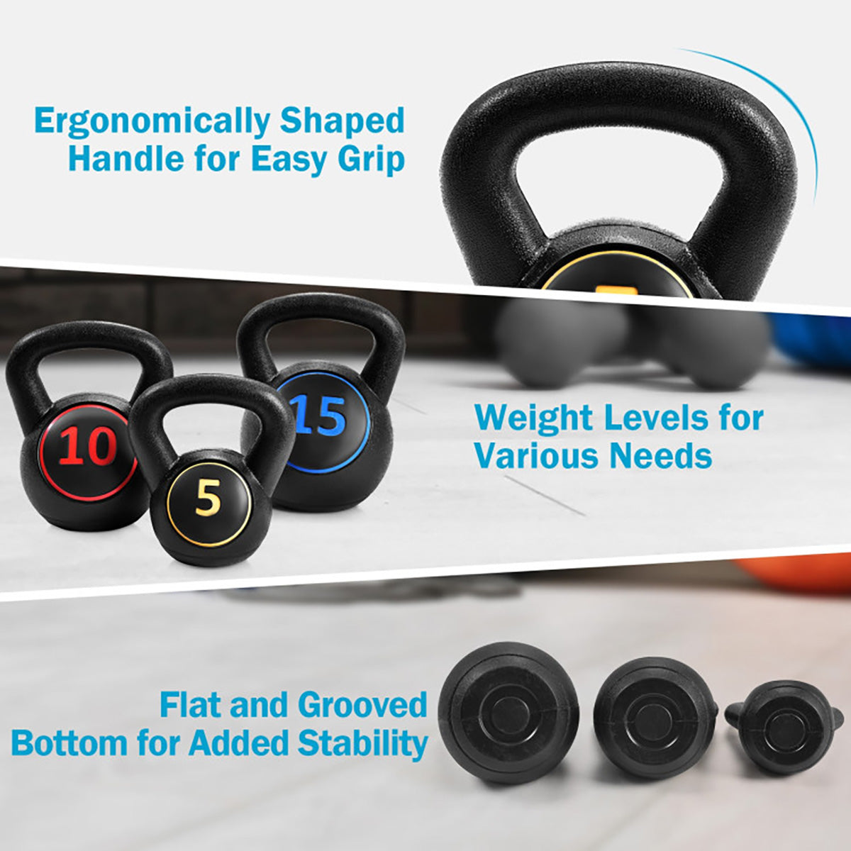 3-Piece Kettlebell Weights Set