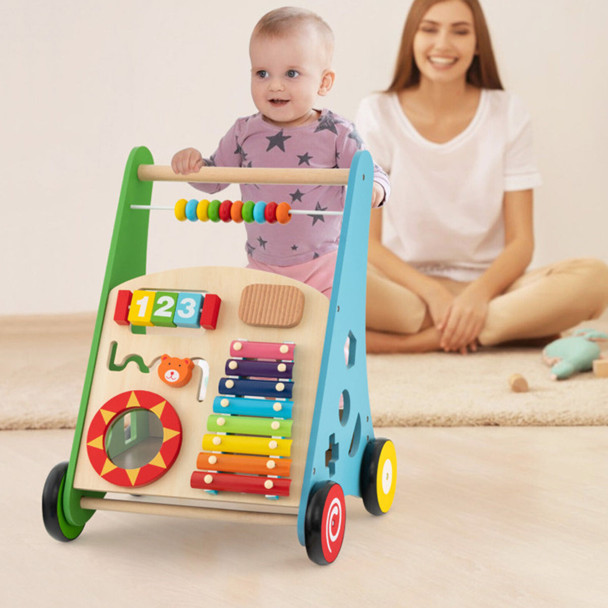 Wooden Push Walker Activity Center