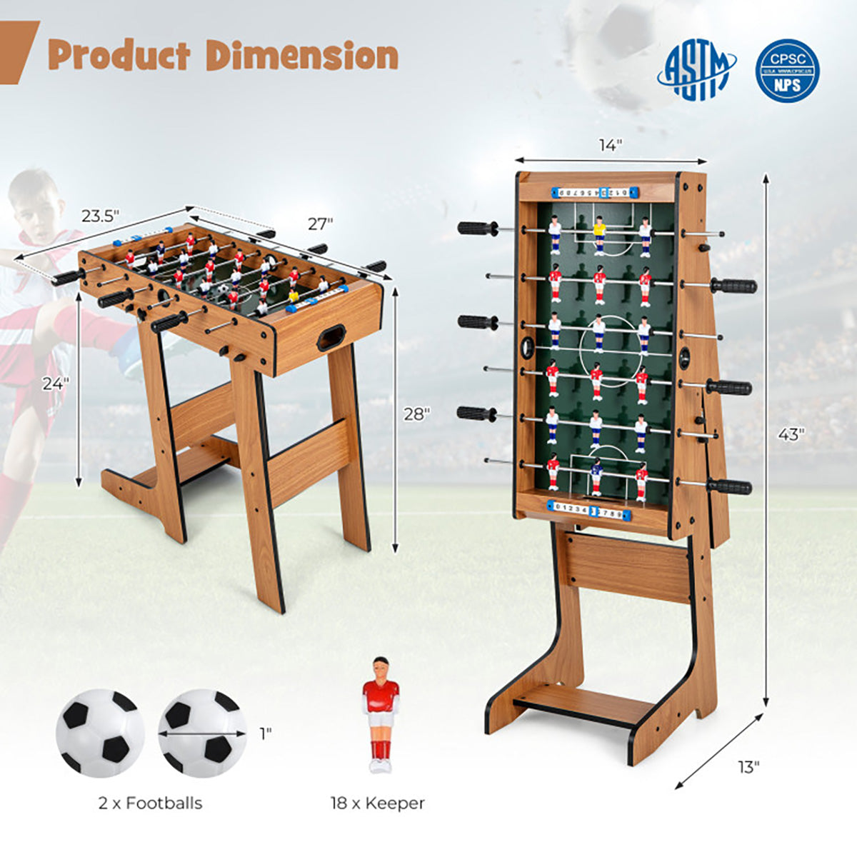 27'' Folding Foosball Table