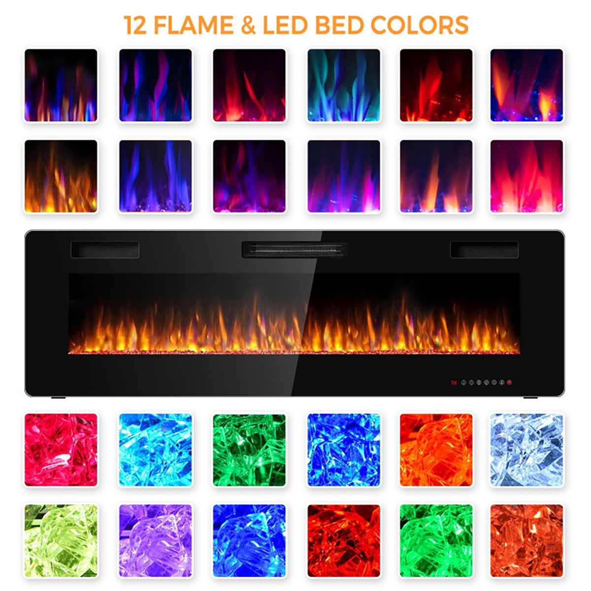 60'' Ultra-Thin Recessed/Wall-Mounted Electric Fireplace