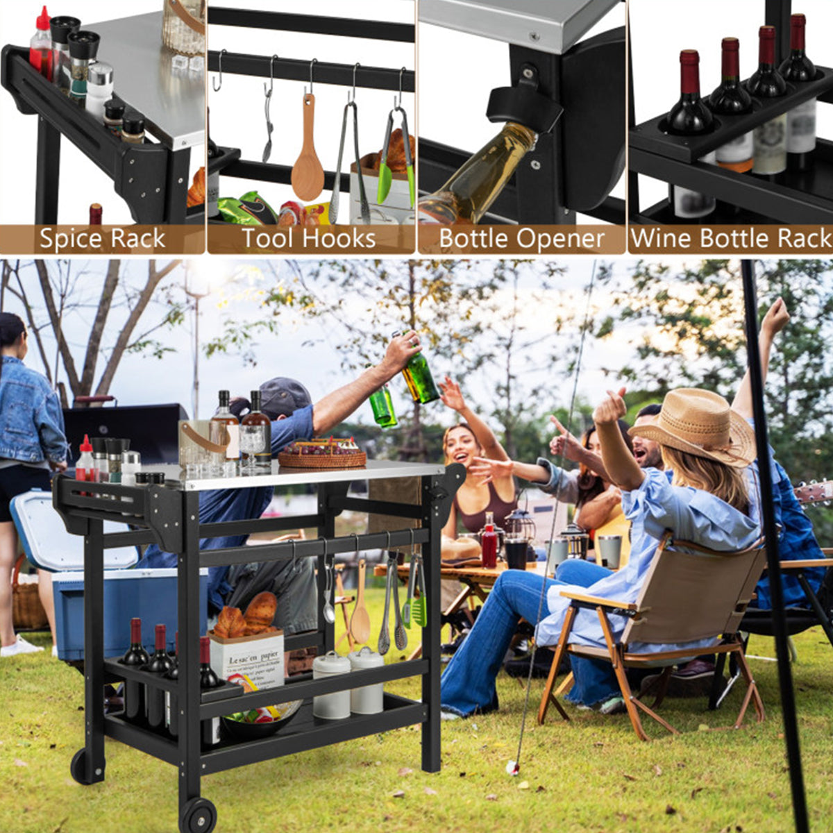 Movable Outdoor Food Prep Cart