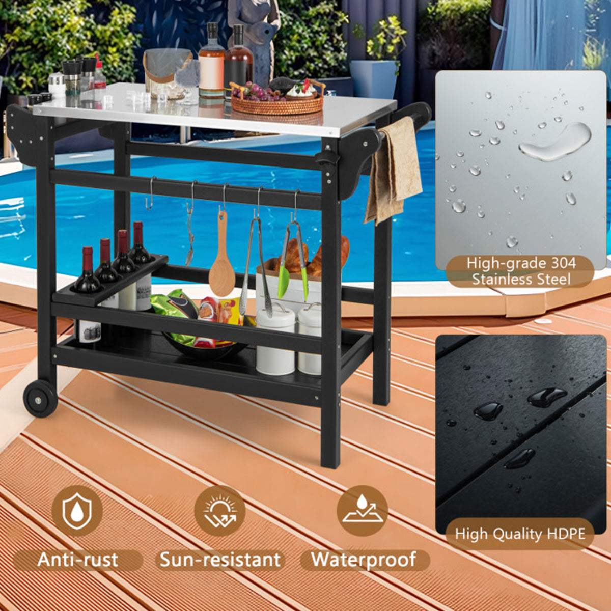 Movable Outdoor Food Prep Cart