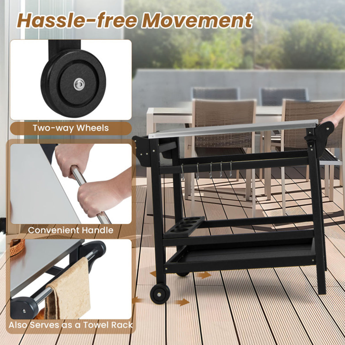 Movable Outdoor Food Prep Cart