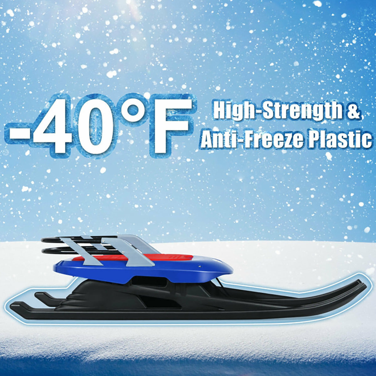 Kids Folding Metal Snow Sled with Pull Rope