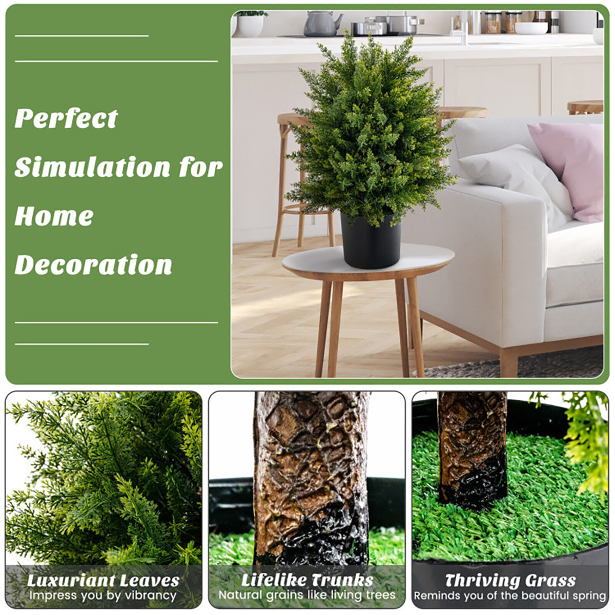 Artificial Cedar Topiary Ball Trees (Set of 2)