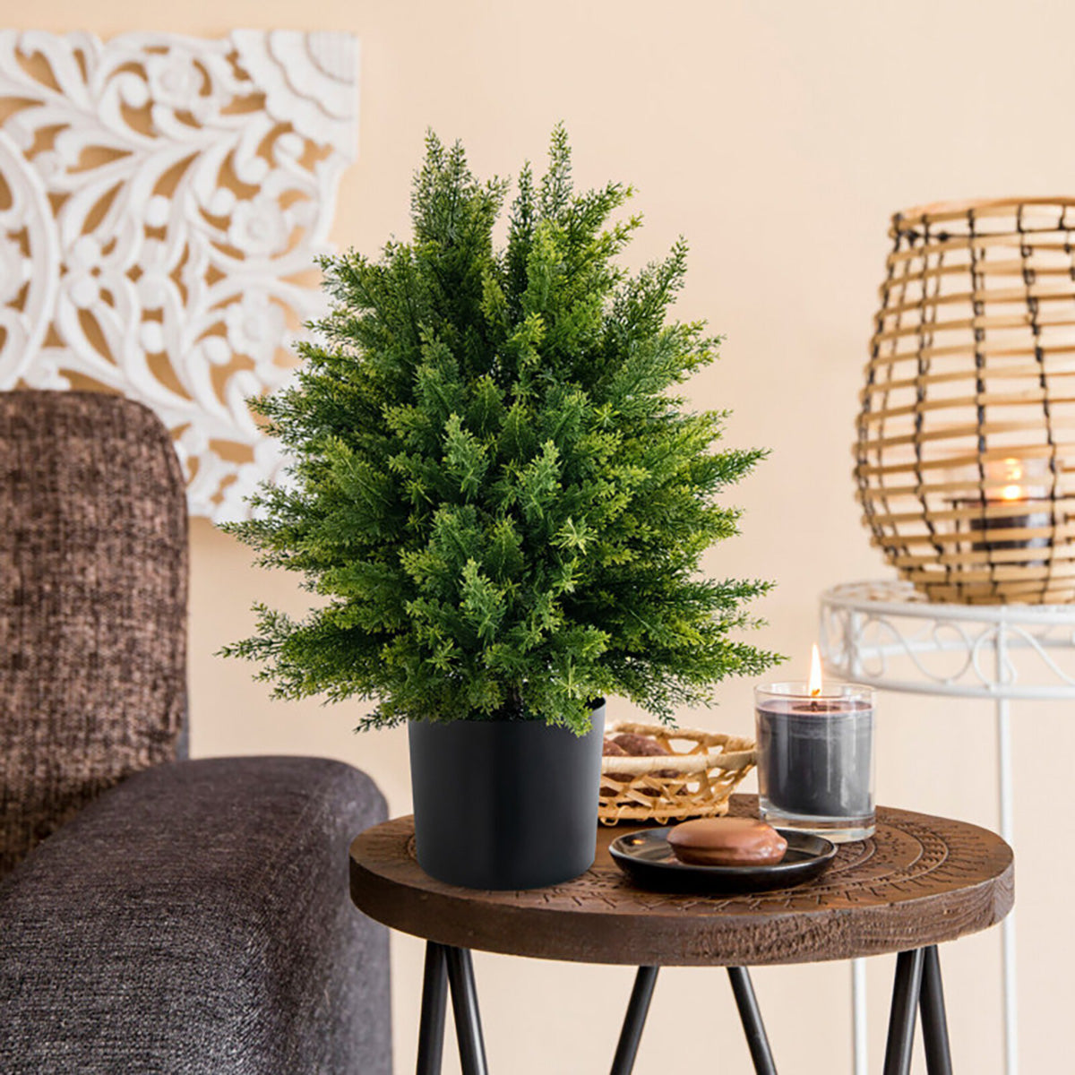Artificial Cedar Topiary Ball Trees (Set of 2)