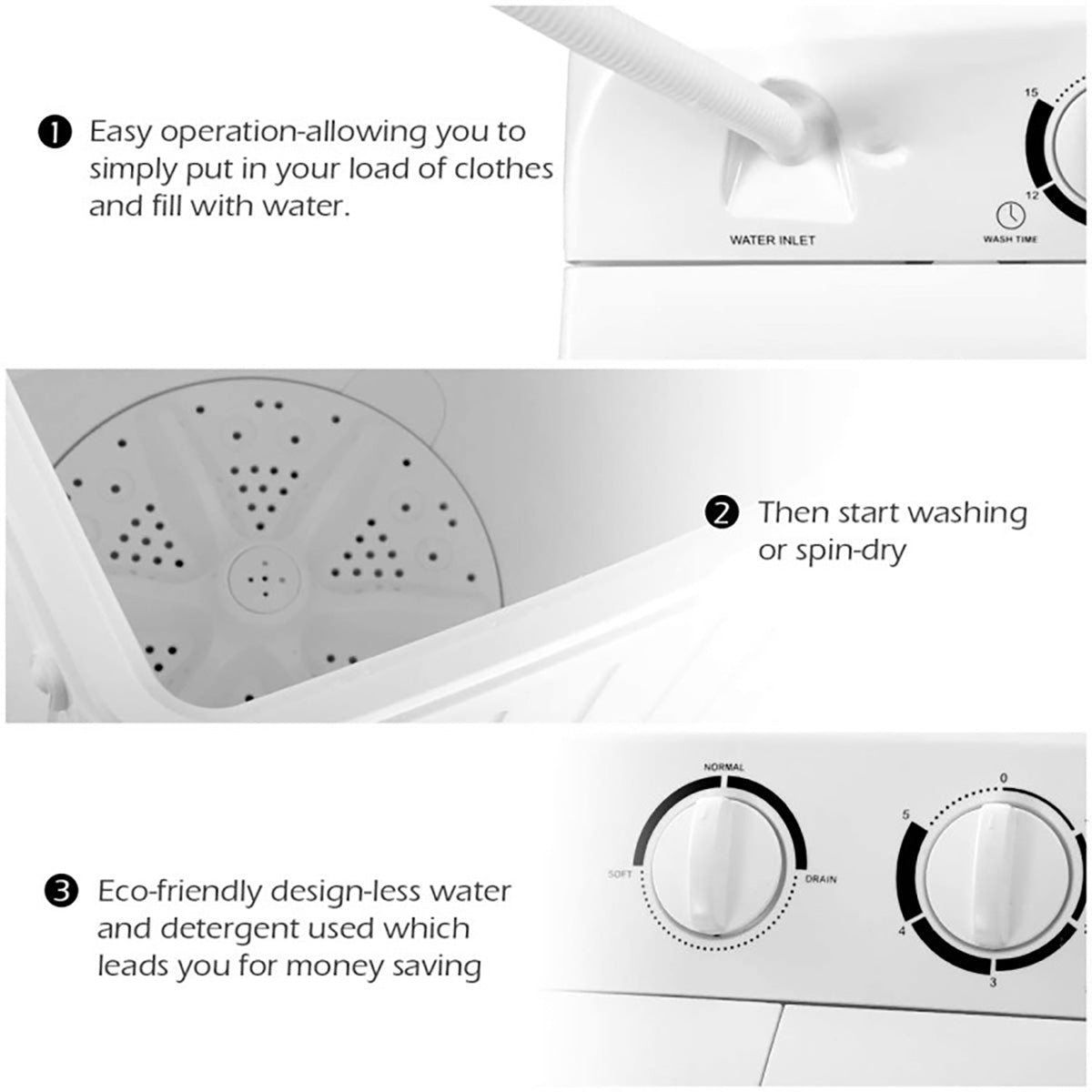Compact Twin Tub Washing Machine Spin Dryer