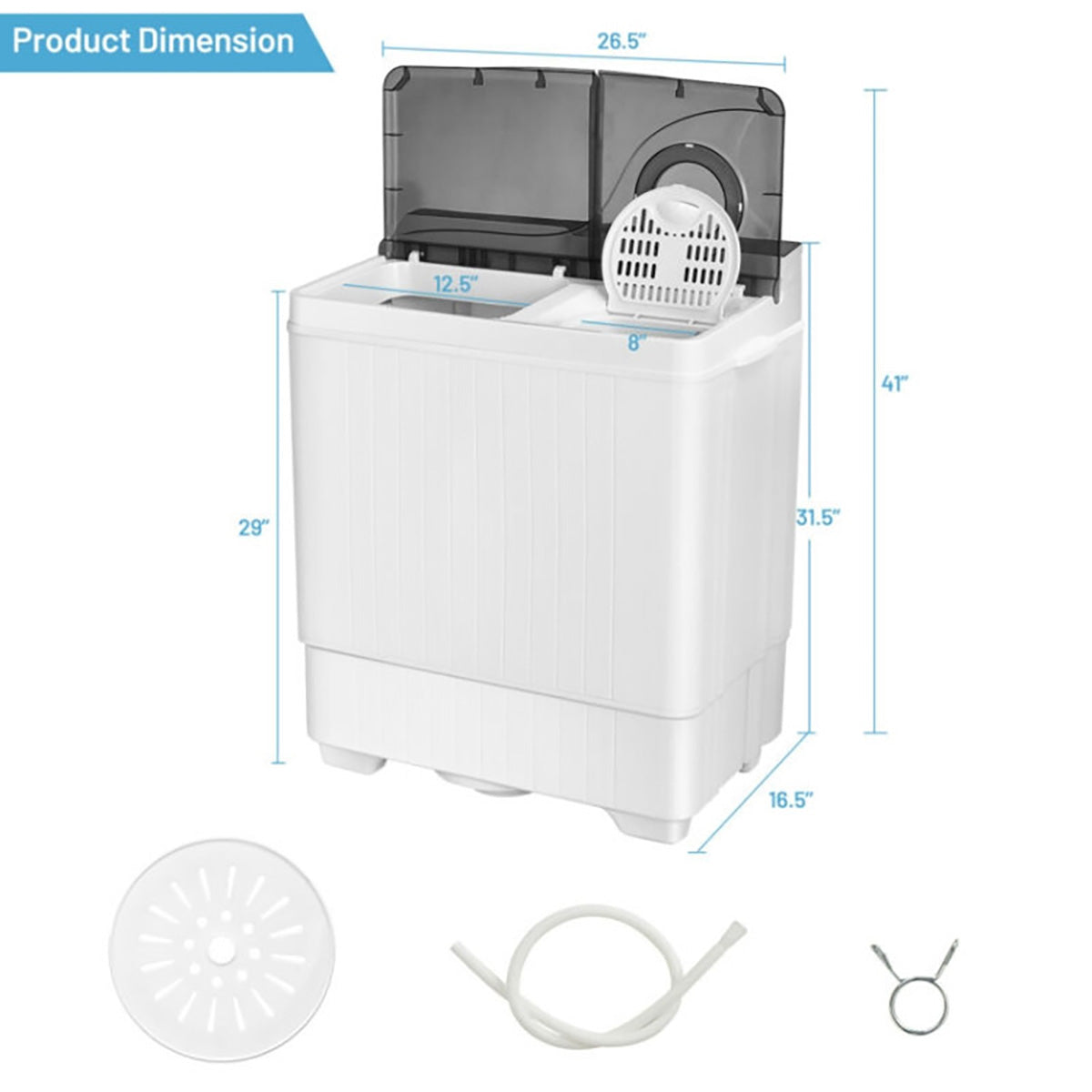 Portable Semi-Automatic Washing Machine with Built-in Drain Pump