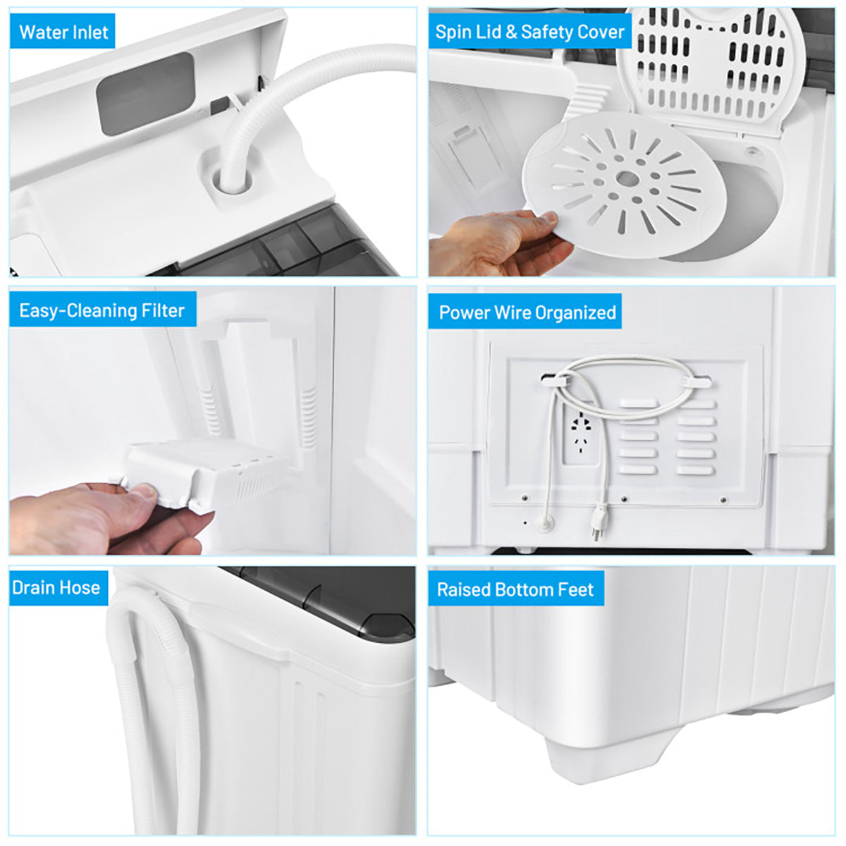 Portable Semi-Automatic Washing Machine with Built-in Drain Pump