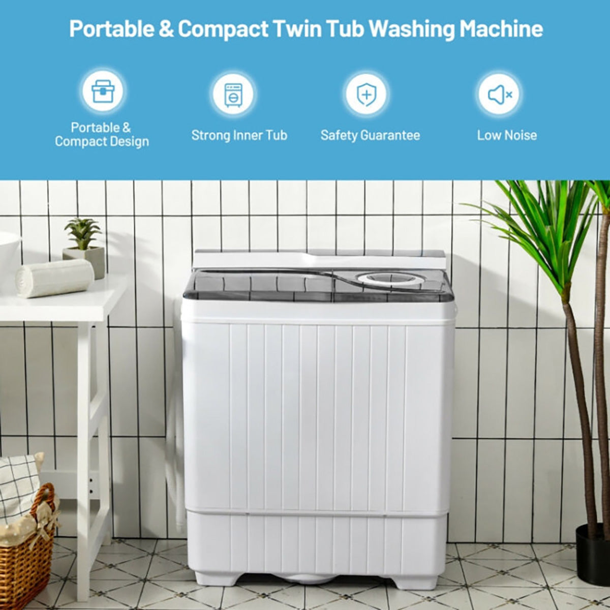 Portable Semi-Automatic Washing Machine with Built-in Drain Pump