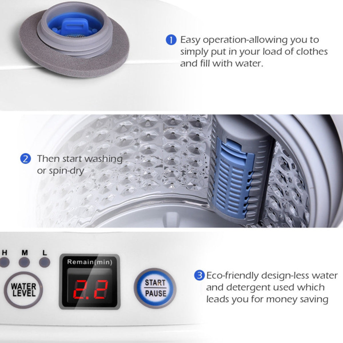 Portable Automatic Washing Machine with Drain Pump