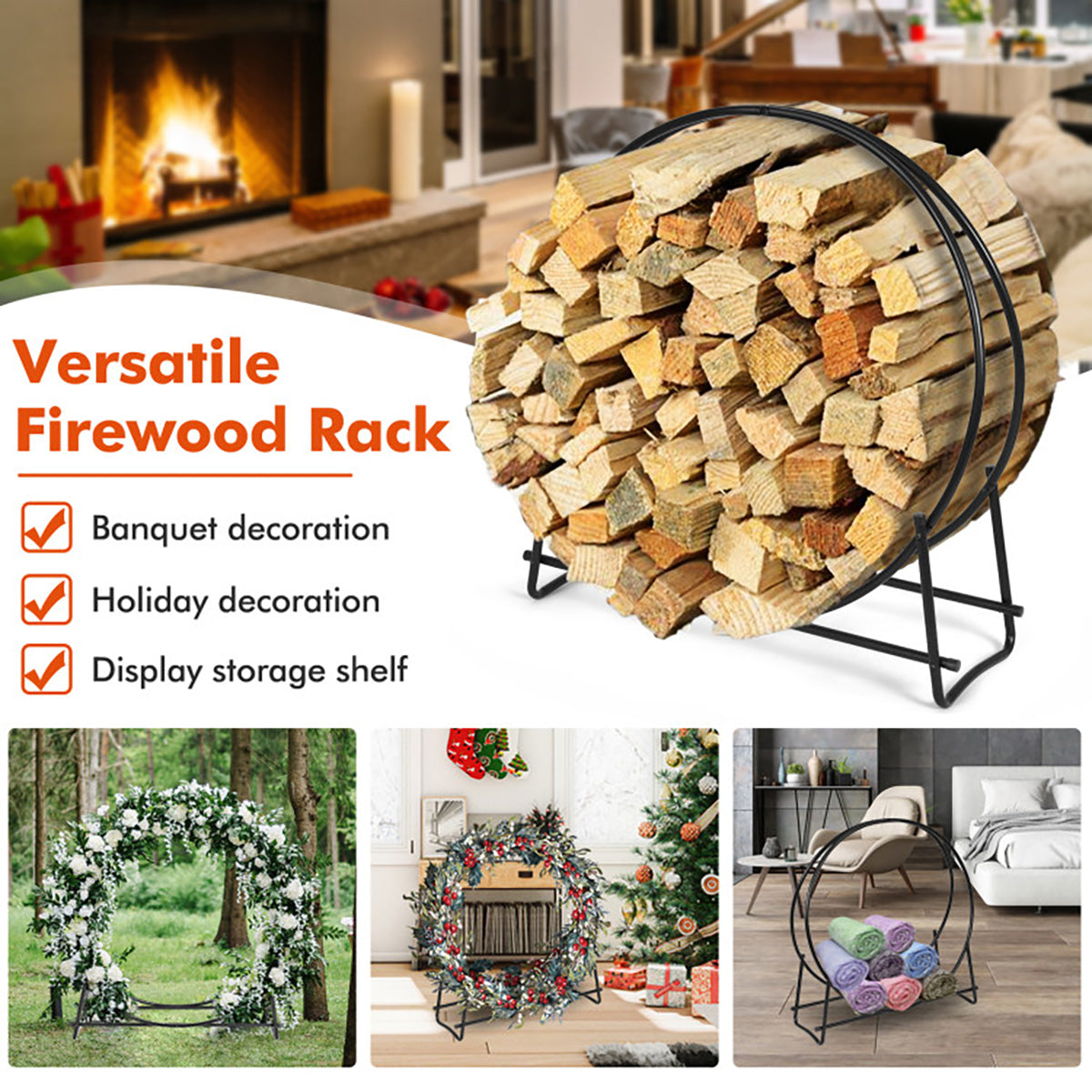 40'' Log Hoop Firewood Storage Rack