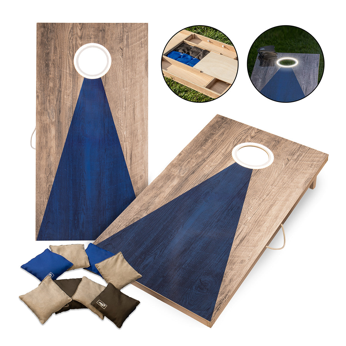 LED Wood Cornhole Set