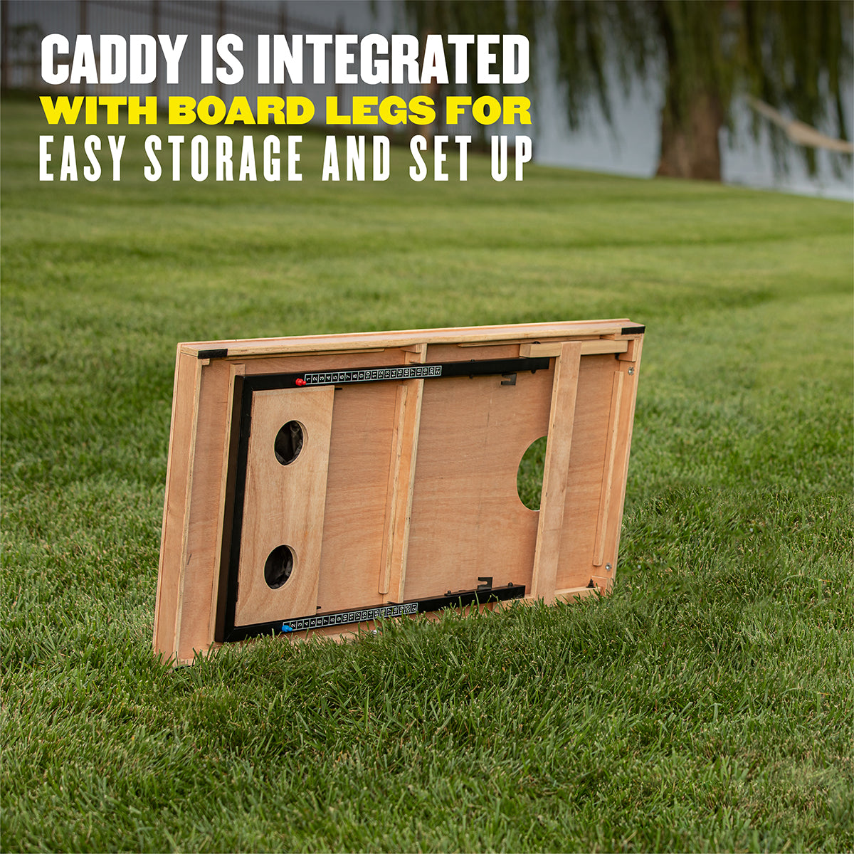 LED Wood Cornhole Set with Integrated Caddy
