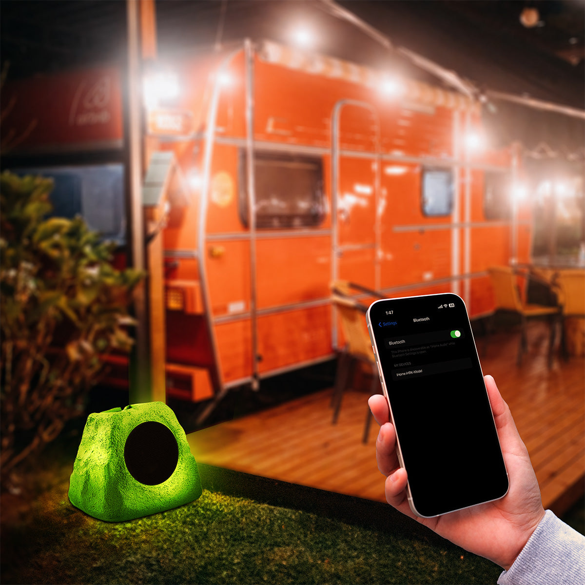 Solar Powered Bluetooth Rock Speaker with Multilink