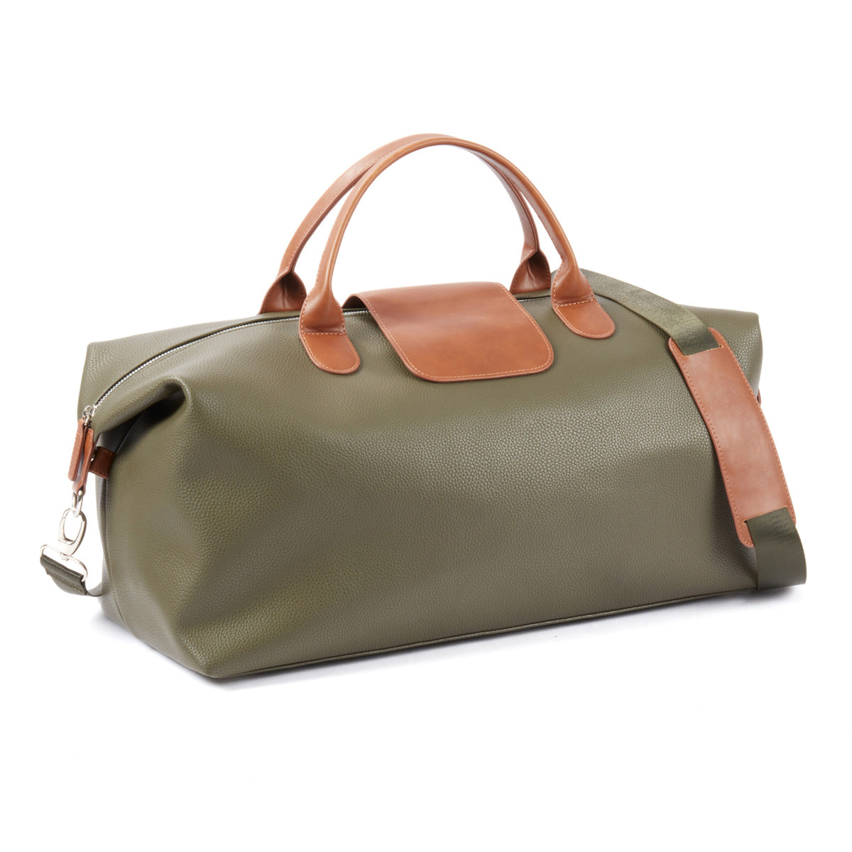 Leather Duffel Bag with Brown Accents