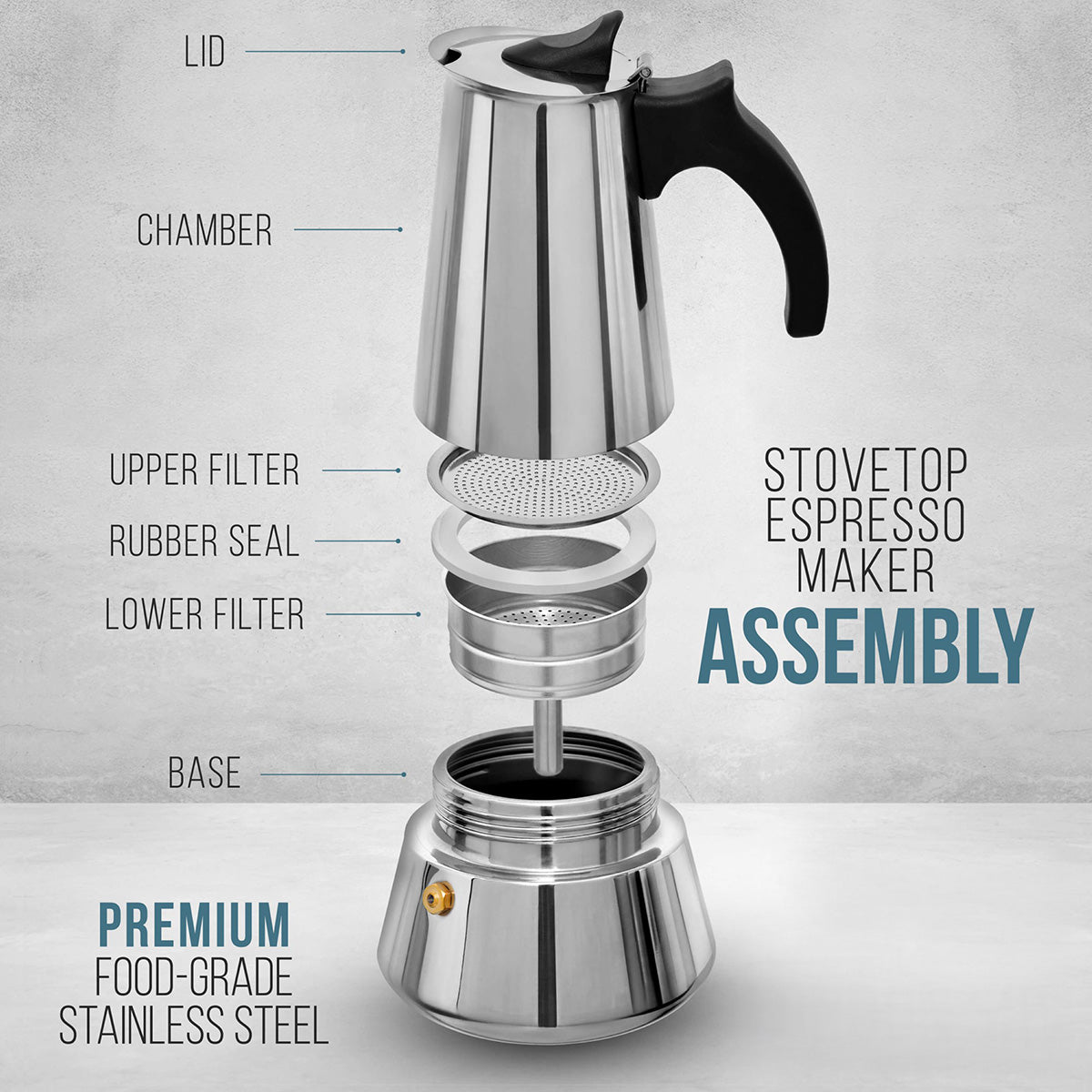 500 mL Stainless Steel Espresso Maker and Spoon Set