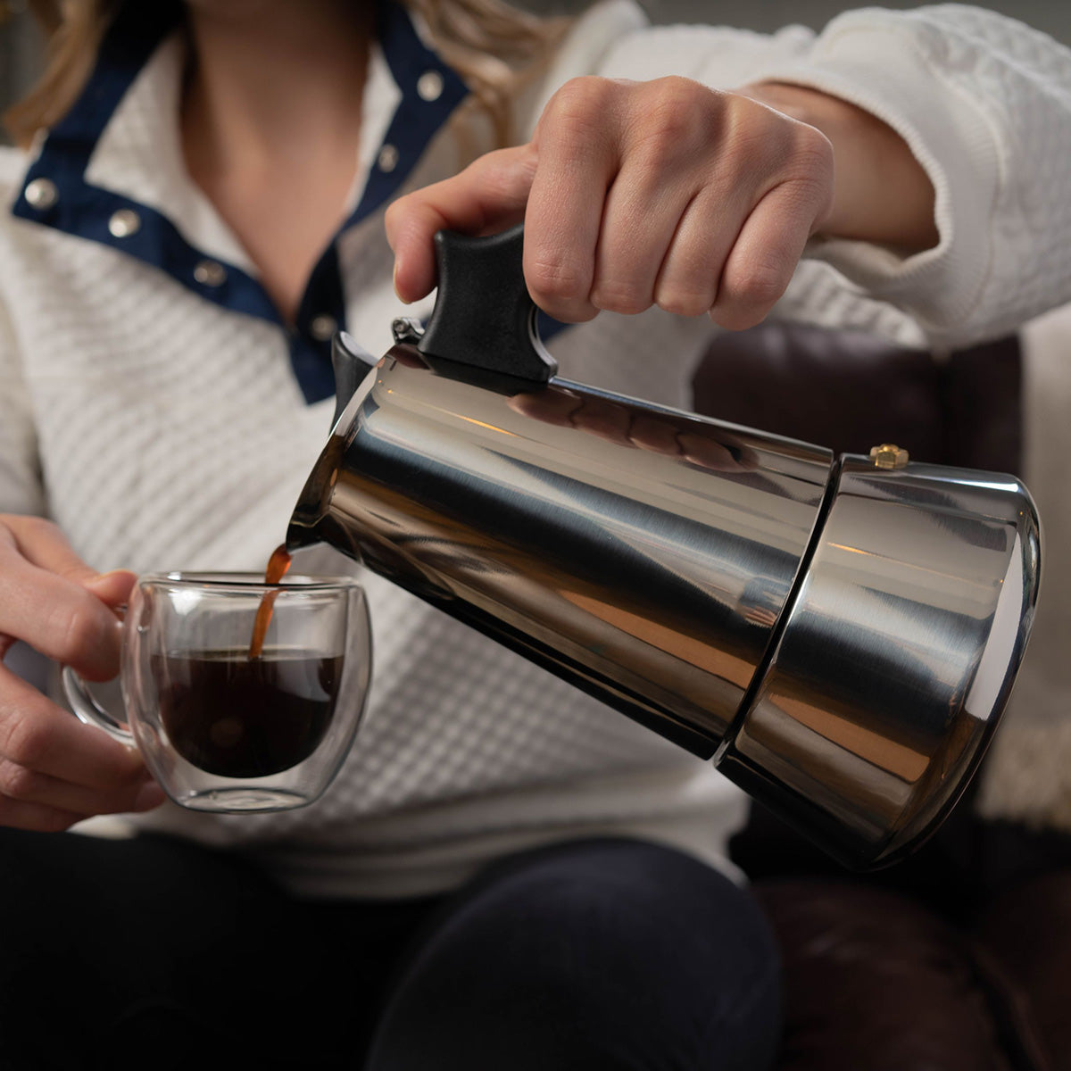 500 mL Stainless Steel Espresso Maker and Spoon Set