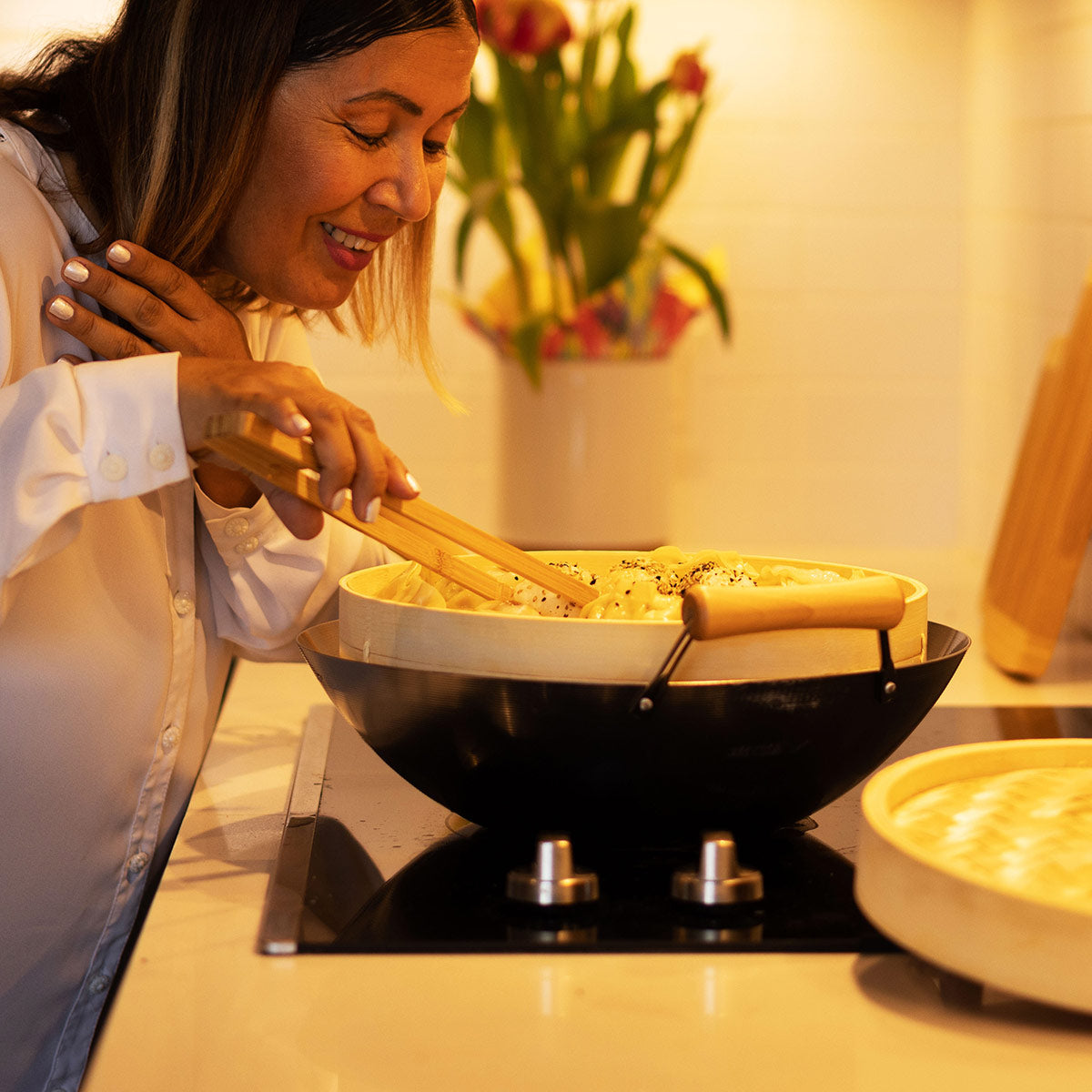12'' 2-Tier Bamboo Steamer Baskets