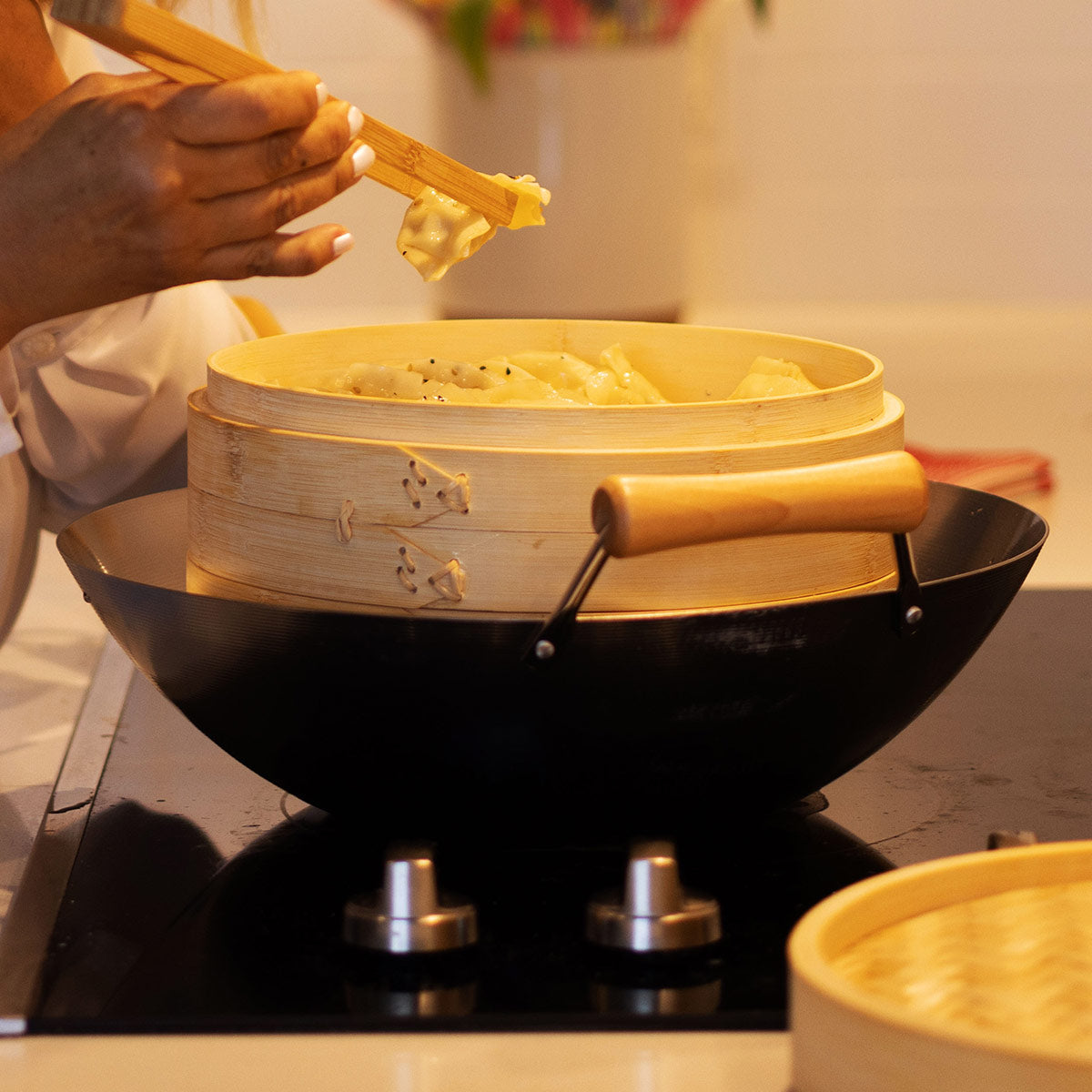12'' 2-Tier Bamboo Steamer Baskets